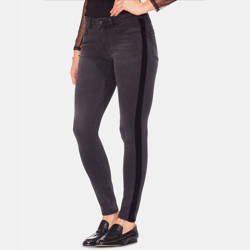 ZARA | Black Velour Trim High Rise Skinny Jeans Sz 4